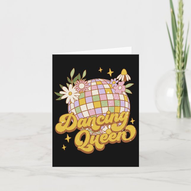 Tarjeta La bailarina Queen Boho Disco Flor de los años 70  (Anverso)