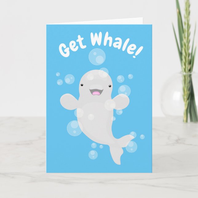 Tarjeta La ballena beluga corta ilustracion personalizado (Anverso)