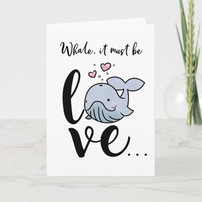 Tarjeta La ballena debe ser amor, aniversario y San Valent (Anverso)