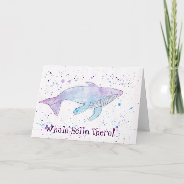 Tarjeta La ballena jorobada de Acuarela "hola allí" carda (Anverso)