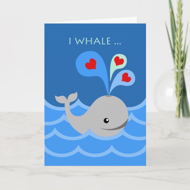 Tarjeta La ballena siempre es tu San Valentín, ballena y c (Anverso)