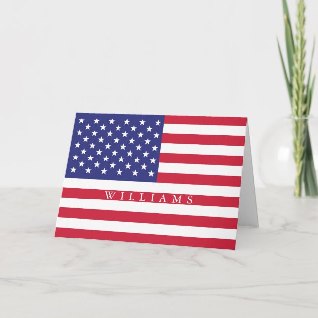 Tarjeta La bandera americana patriótica añade nombre (Anverso)