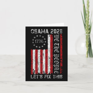 Tarjeta La bandera de Obama vintage retro patriótico 2028
