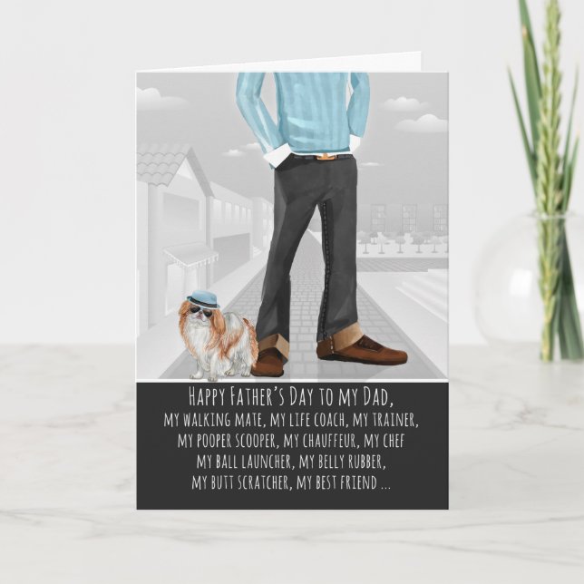 Tarjeta La barbilla japonesa del Día del Padre Perro (Anverso)