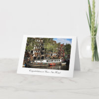 La barcaza del canal de Ámsterdam, felicitaciones 