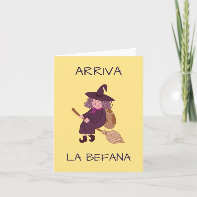 Tarjeta La Befana (Epifanía) Bruja Italiana de Navidad (Anverso)