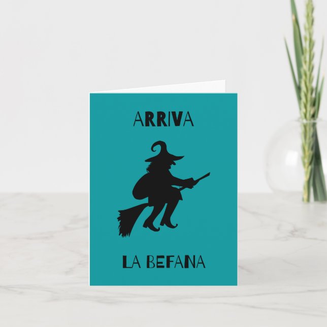 Tarjeta La Befana (Epifanía) Bruja Italiana de Navidad (Anverso)