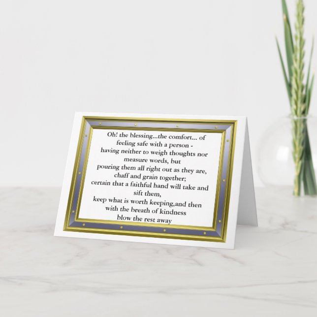 Tarjeta La bendición de la amistad (Anverso)