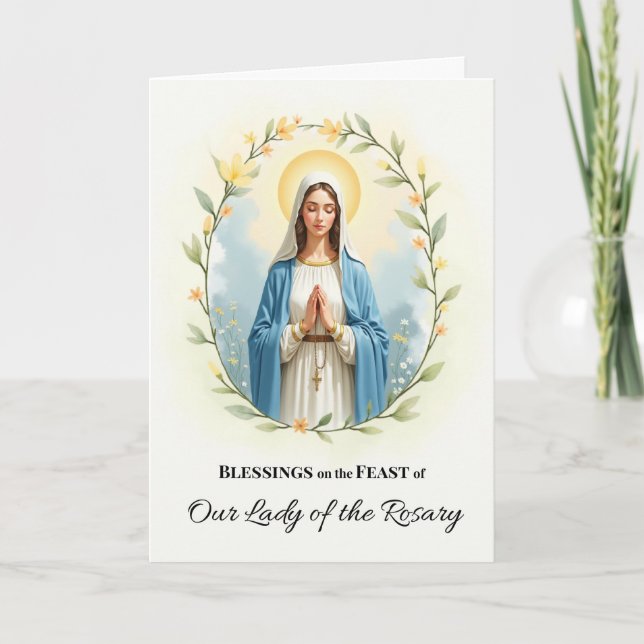 Tarjeta La bendición de nuestra Señora del Día del Rosario (Anverso)