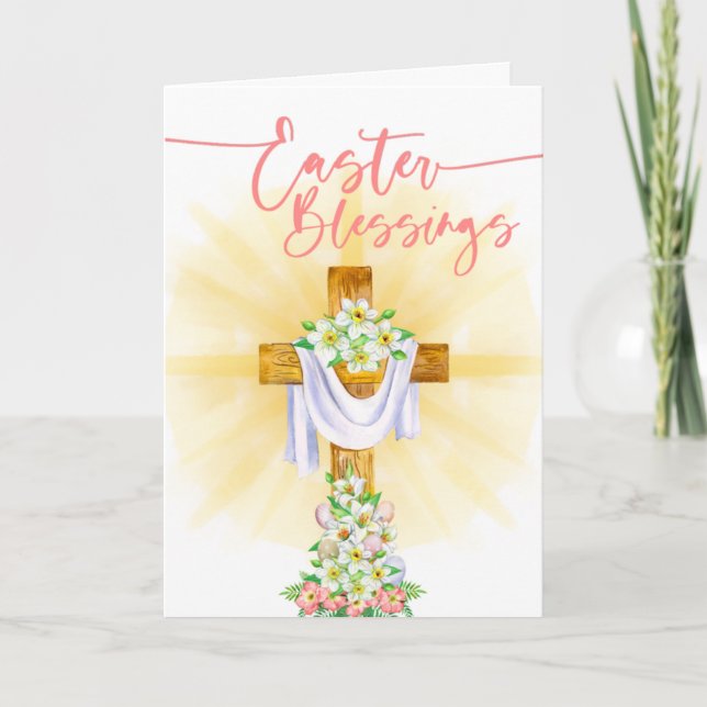 Tarjeta La bendición religiosa de la Pascua: la cruz flora (Anverso)