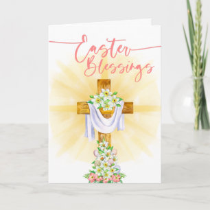 Tarjeta La bendición religiosa de la Pascua: la cruz flora
