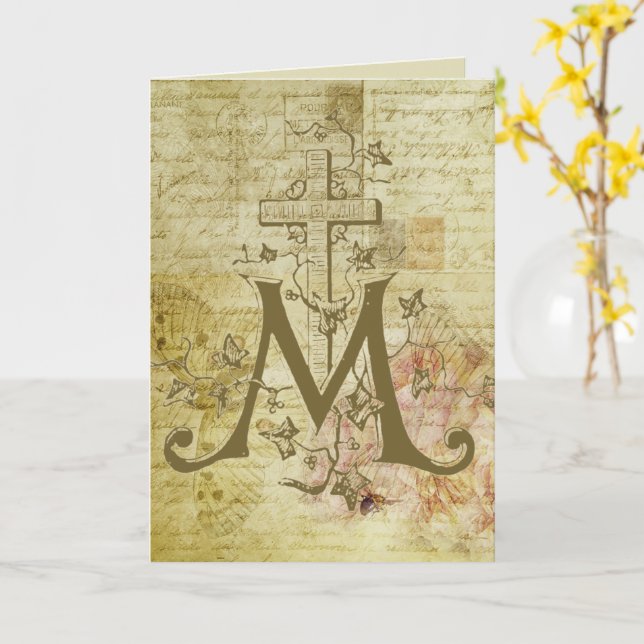 Tarjeta La bendición religiosa de la Virgen María Símbolo  (flor amarilla)