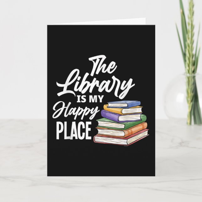 TARJETA LA BIBLIOTECA ES MI LUGAR FELIZ. (Anverso)