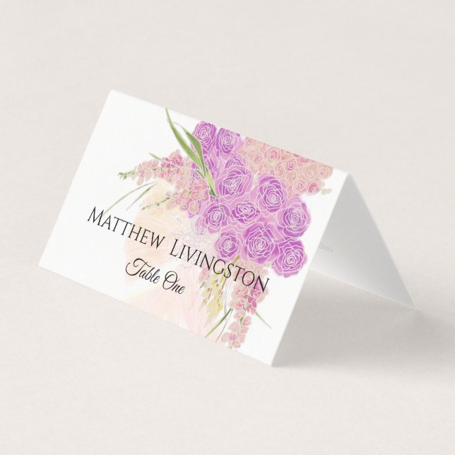 Tarjeta La Boca Rosa blush bow Bouquet Table Number Place (Anverso)