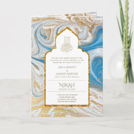 Tarjeta La boda islámica azul LeahG invita a Nikah