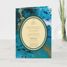 La boda islámica azul LeahG invita a Nikah