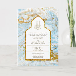Tarjeta La boda islámica azul LeahG invita a Nikah