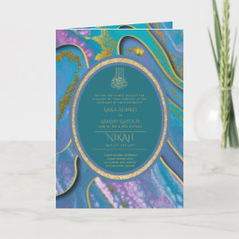 Tarjeta La boda islámica azul LeahG invita a Nikah