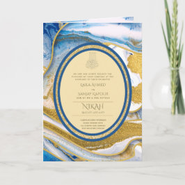 Tarjeta La boda islámica azul LeahG invita a Nikah