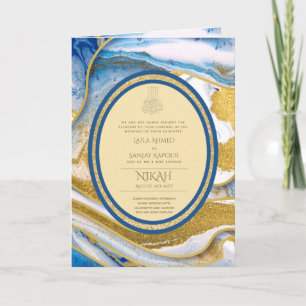 Tarjeta La boda islámica azul LeahG invita a Nikah