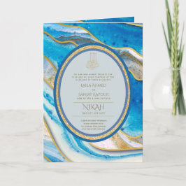 Tarjeta La boda islámica azul LeahG invita a Nikah