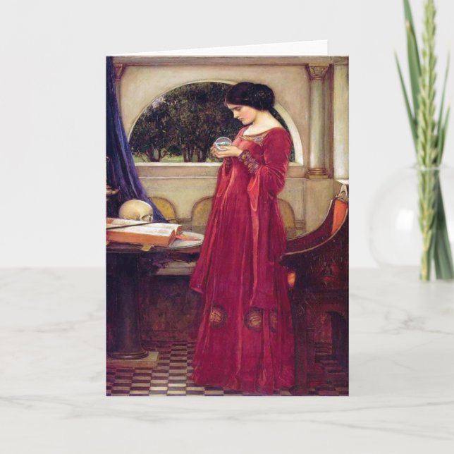 Tarjeta La bola de cristal, J.W. Waterhouse, 1902 (Anverso)