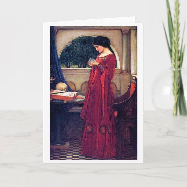 Tarjeta La bola de cristal, John William Waterhouse (Anverso)