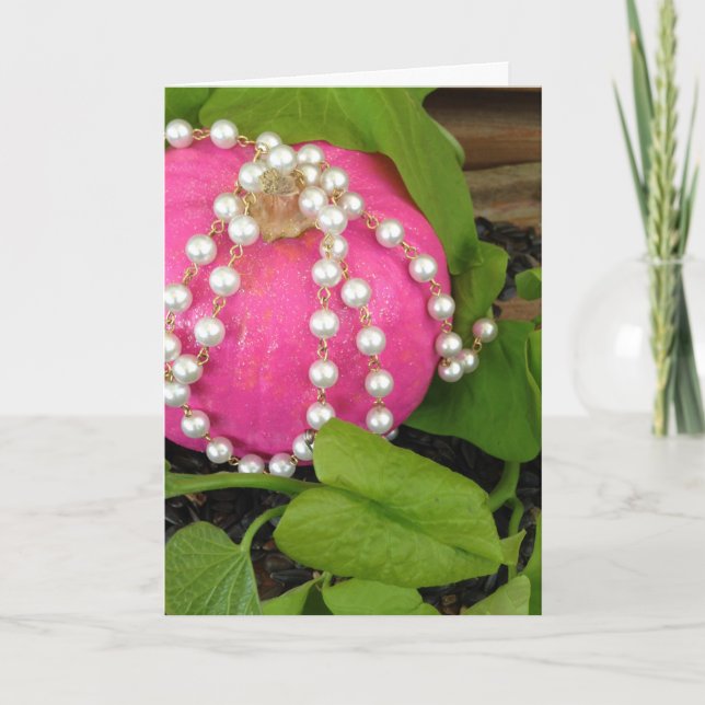 Tarjeta la calabaza de la princesa, calabaza rosada, gotea (Anverso)