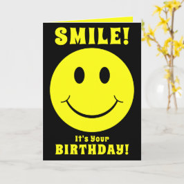 Tarjeta La cara amarilla sonríe es tu cumpleaños