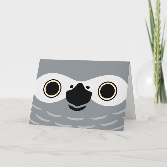 Tarjeta La cara de un loro gris africano (Anverso)