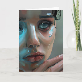 Tarjeta La cara triste de las mujeres | Llorar en blanco