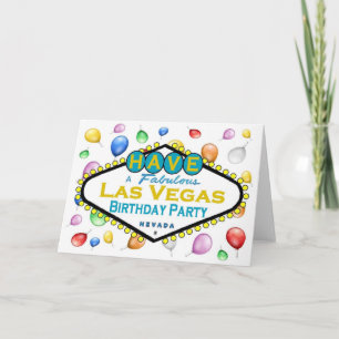 Tarjeta La carta de cumpleaños de Las Vegas con globos!