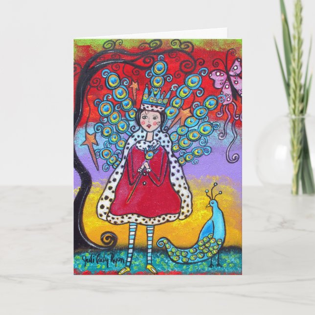 Tarjeta La carta de cumpleaños feliz de la reina del pavo  (Anverso)