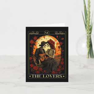 Tarjeta La carta de tarot de los amantes esqueleto San Val