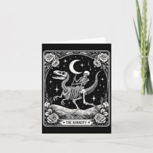 Tarjeta La carta del tarot del dinosaurio montando esquele