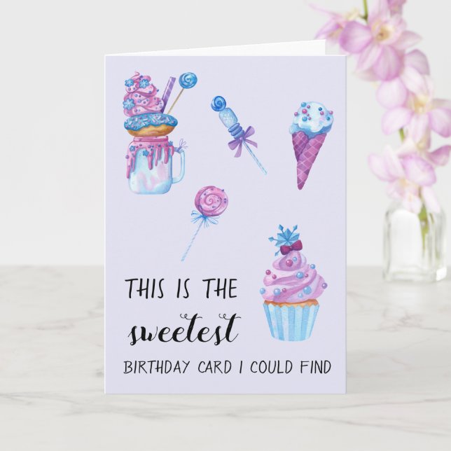 Tarjeta la carta más dulce feliz cumpleaños lindo pastel y (Orquídea)
