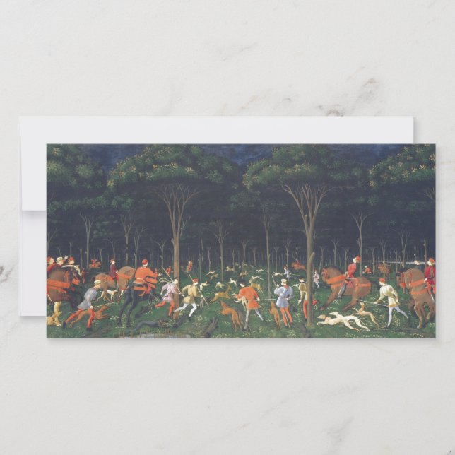 Tarjeta La caza en el bosque (por Paolo Uccello) (Anverso)