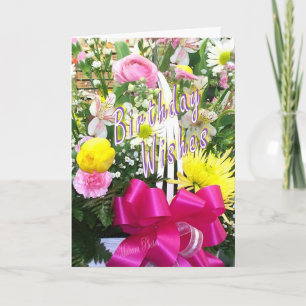 Tarjeta La cesta de flores y los deseos del día