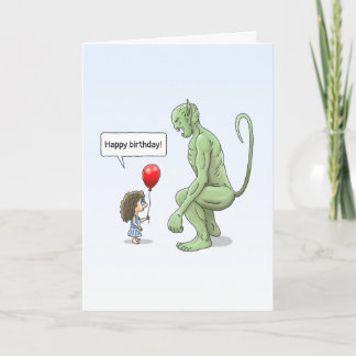 Tarjeta La chica y el gran duende verde