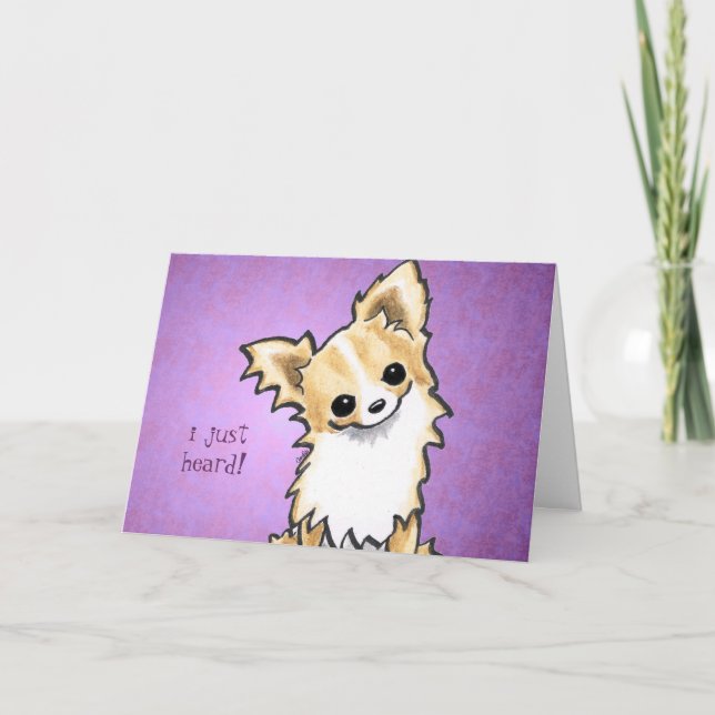 Tarjeta La chihuahua larga del pelo habla su mensaje de (Anverso)