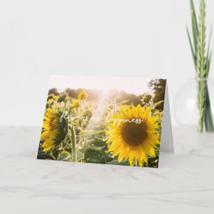 Tarjeta La cita "flores del girasol es felicidad "