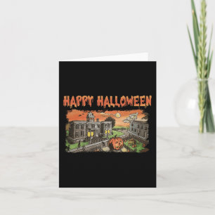 Tarjeta La ciudad de Halloween es divertida y mi atuendo e