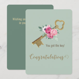 Tarjeta La clave de la casa caprichosa felicita la nueva M