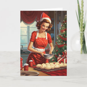 Tarjeta La cocina hecha por una mujer retro de los años 50