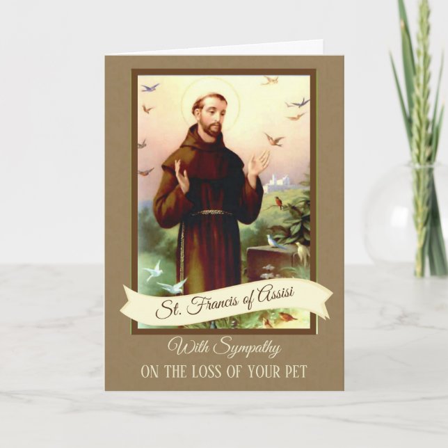 Tarjeta La condolencia acaricia St Francis de Assisi (Anverso)