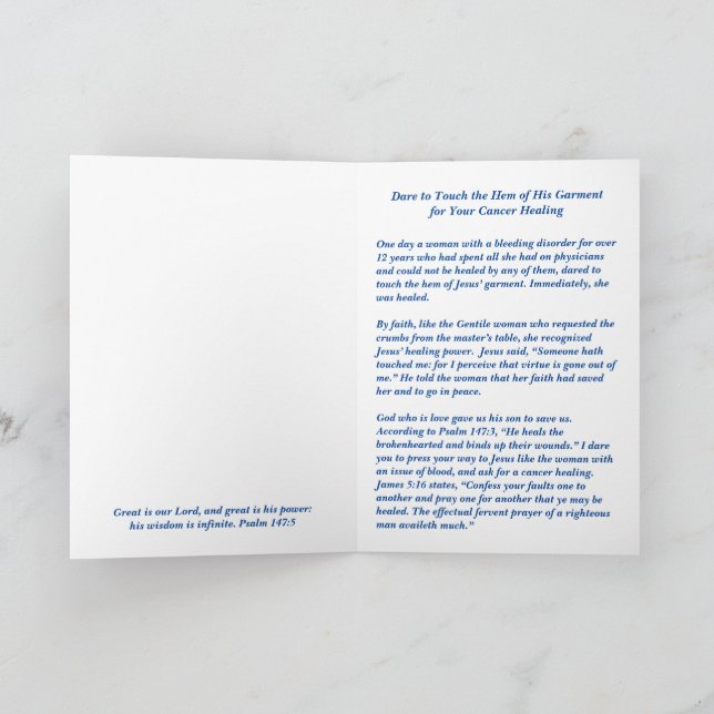 Tarjeta La curación de su cáncer es un toque lejano (Interior)