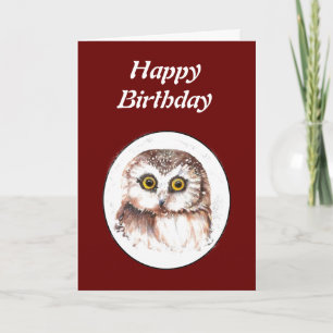 Tarjeta La curiosa vejez, la búho de cumpleaños de Hill