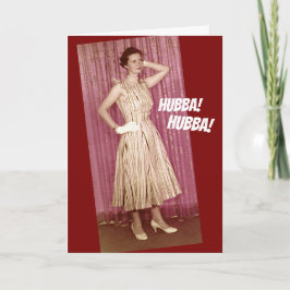 Tarjeta La dama de los años 50 muestra sus cosas