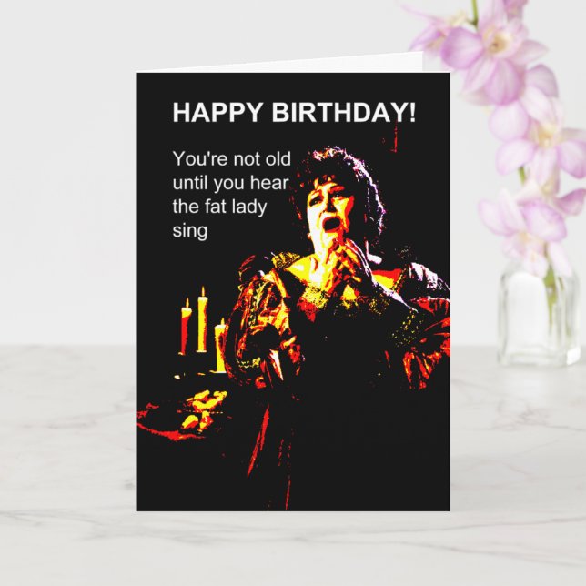 Tarjeta La dama gorda está cantando el cumpleaños (Orquídea)