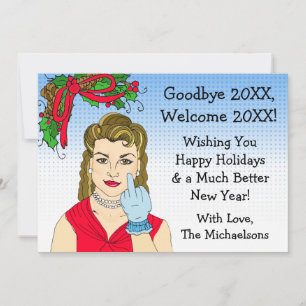 Tarjeta La dama retro que cae en los Navidades de aves